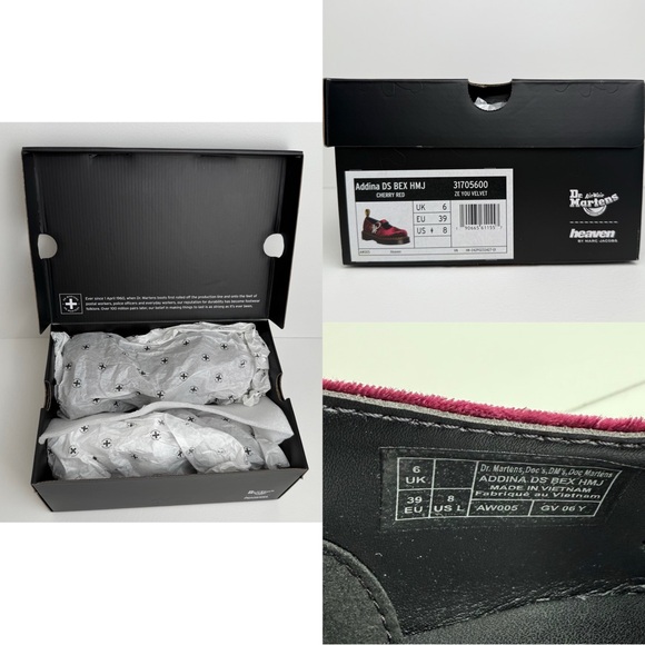 Dr. Martens Addina Heaven Marc Jacobs Velvet Shoes Cherry Red Mary Janes UK 6 - Picture 15 of 17